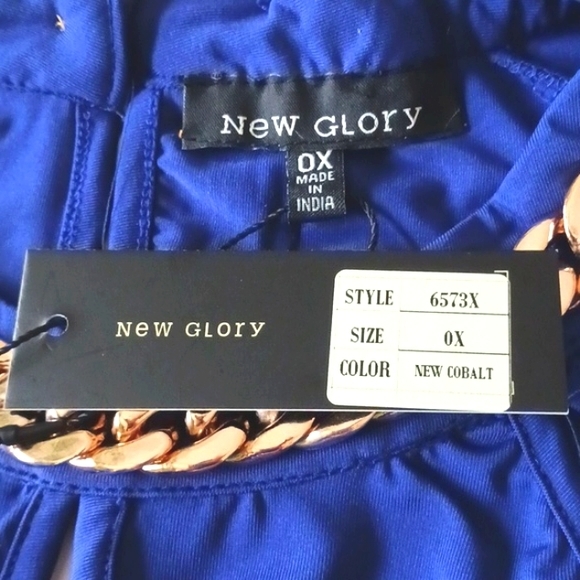 NWT NEW Glory Uniquely Designed Gold Chain Cut-Out Cobalt Blue Plus Size Tunic - Picture 9 of 12